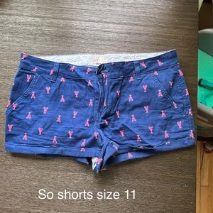 SO brand shorts with lobsters